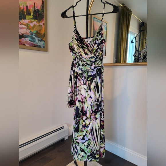 Jennifer Lopez Dresses & Skirts - JENNIFER LOPEZ Abstract Print Dress Adjustable Strap (Green, Pink, White) Size M